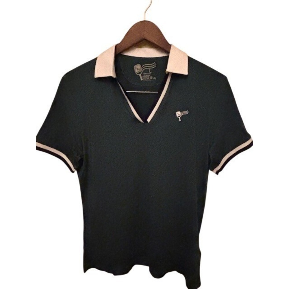NWT PBH Pickleball Women's V-Neck Polo Green Short Sleeve Performance Top L